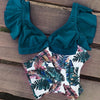 Floral Ruffled Hem Bikini Set Women Flora V-neck High-waisted Two Piece Swimsuit 2018 Girl Beach Bathing Suit Swimwear Biquinis