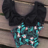 Floral Ruffled Hem Bikini Set Women Flora V-neck High-waisted Two Piece Swimsuit 2018 Girl Beach Bathing Suit Swimwear Biquinis