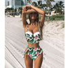 High Waist Swimwear 2019 New Leaf Print Bikinis Women Swimsuit Vintage Retro Bathing Suit Halter Biquini Maillot de bain femme