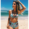 High Waist Swimwear 2019 New Leaf Print Bikinis Women Swimsuit Vintage Retro Bathing Suit Halter Biquini Maillot de bain femme