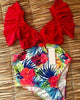 Floral Ruffled Hem Bikini Set Women Flora V-neck High-waisted Two Piece Swimsuit 2018 Girl Beach Bathing Suit Swimwear Biquinis