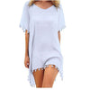 2019 New Chiffon Tassels Beach Wear Women Swimsuit Cover Up Swimwear Bathing Suits Summer Mini Dress Loose Solid Pareo Cover Ups