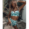 High Waist Swimwear 2019 New Leaf Print Bikinis Women Swimsuit Vintage Retro Bathing Suit Halter Biquini Maillot de bain femme