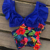 Floral Ruffled Hem Bikini Set Women Flora V-neck High-waisted Two Piece Swimsuit 2018 Girl Beach Bathing Suit Swimwear Biquinis